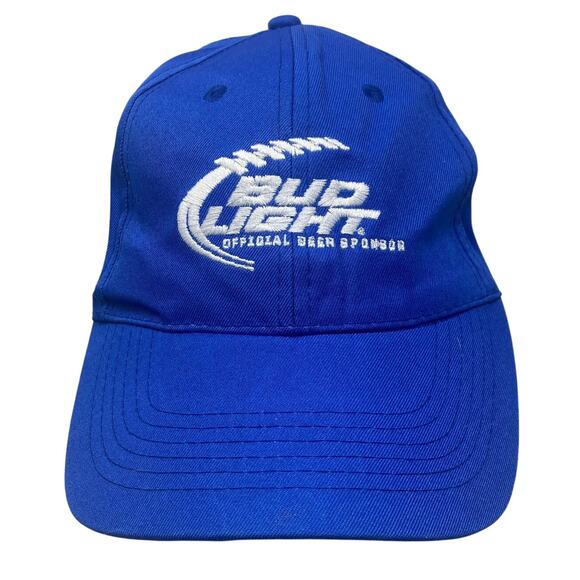 Bud Light Baseball Hat Mens One Size Blue White Spell Out Adjustable New - Picture 3 of 12